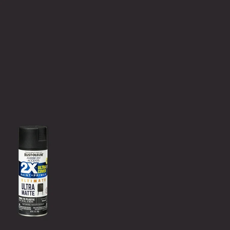 Black, Rust-Oleum American Accents 2X Ultra Cover Ultra Matte Spray Paint, 12 oz | Walmart (US)