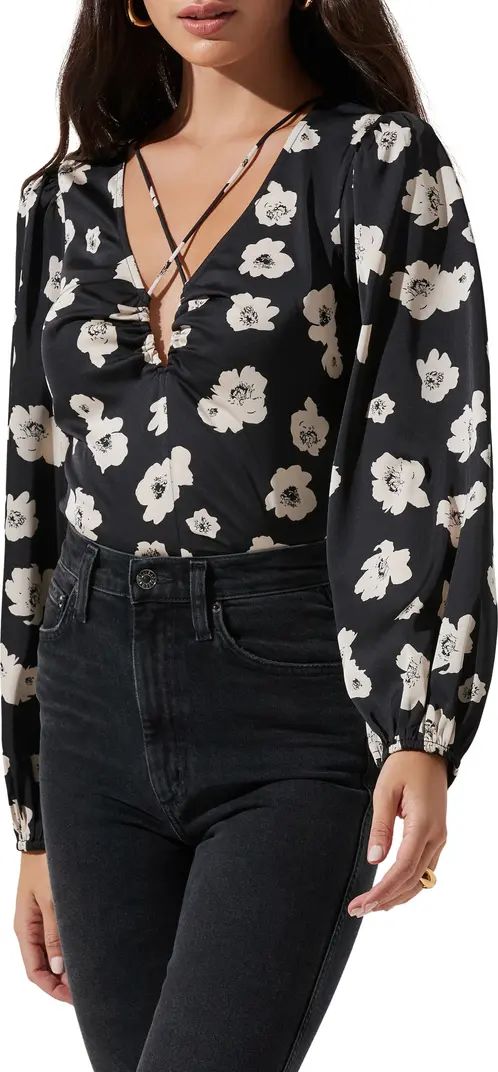 Print Ruched Keyhole Top | Nordstrom