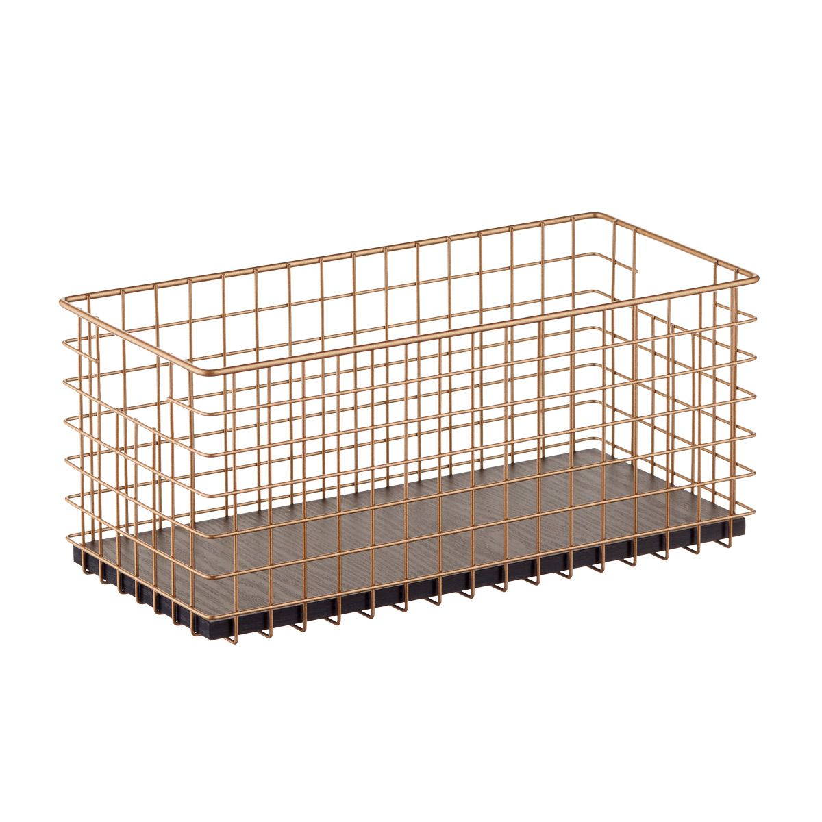 The Container Store Narrow Maddox Wire Grid Bin Gold | The Container Store