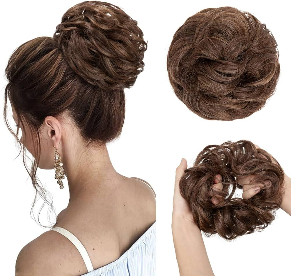 CJL HAIR Large Messy Bun Hair Piece Wavy Curly Scrunchies Synthetic Chignon Ponytail Hair Extensi... | Amazon (US)