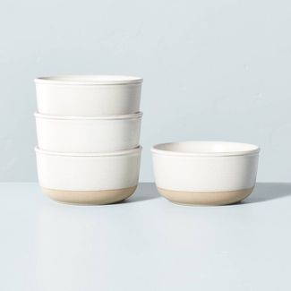 4pk Modern Rim Stoneware Mini Bowl Set Matte Sour Cream - Hearth & Hand™ with Magnolia | Target