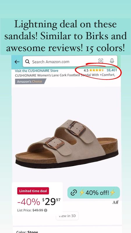 Lightning deal on these Amazon sandals! Available in 15 colors and on sale under $30! Wide width available, too! Perfect summer shoes.
...........
Birkenstock dupes Birkenstock sandals wide width sandals pink Birks brown Birks white Birks Birkenstocks pool shoes pool slides summer sandals summer shoes travel shoes travel look best sandals under $30 sandals under $50 sandals under $30 spring shoes casual sandals casual shoes Mother's Day gift idea under $50 Mother's Day gift under $50

#LTKplussize #LTKfindsunder50 #LTKshoecrush