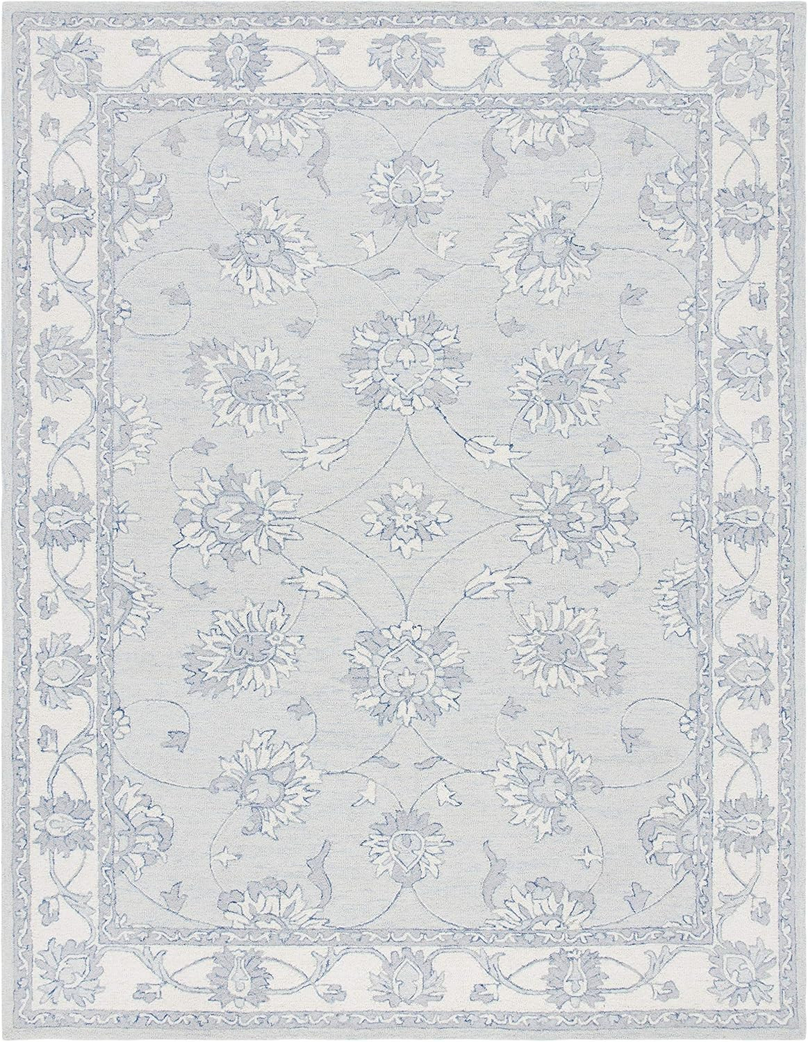 SAFAVIEH Micro-Loop Collection 9' x 12' Light Blue/Ivory MLP536L Handmade Premium Wool Area Rug | Amazon (US)