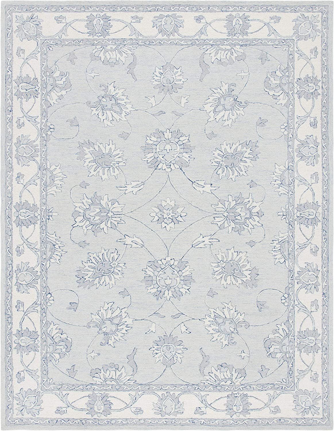 SAFAVIEH Micro-Loop Collection 9' x 12' Light Blue/Ivory MLP536L Handmade Premium Wool Area Rug | Amazon (US)