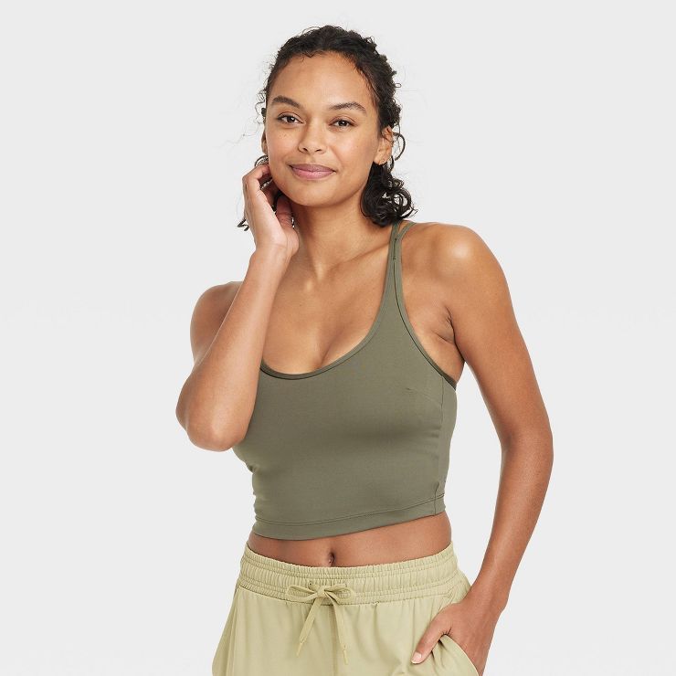 Women's Light Support Brushed Strappy Crop Sports Bra - All in Motion™ | Target