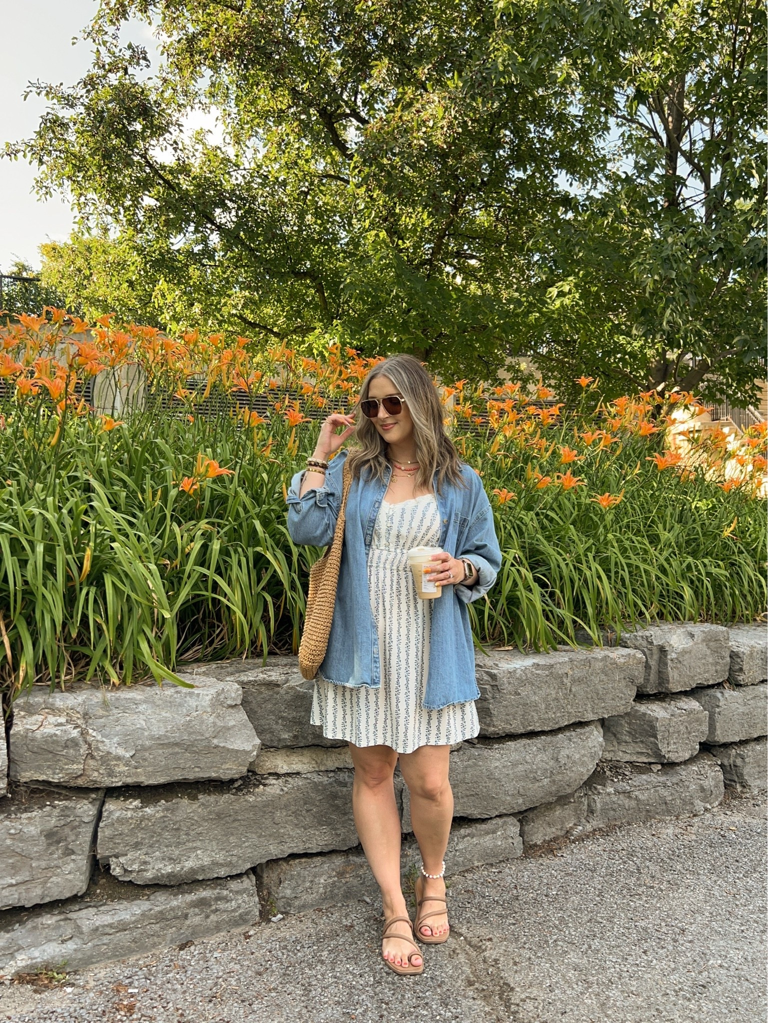 Casual summer outfit! Wearing my usual size L in both dress and denim shirt. I’m a 9.5-10 shoe and wear a 10 in the crocs sandals. Canadian links are under “similar products”

#LTKsummer #LTKdresses #LTKmidsize