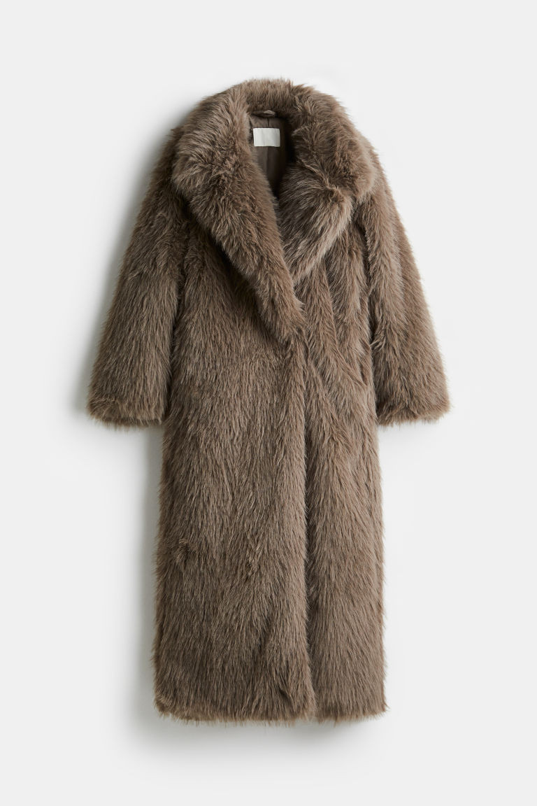 H & M - Fluffy Maxi Coat - Beige | H&M (US + CA)