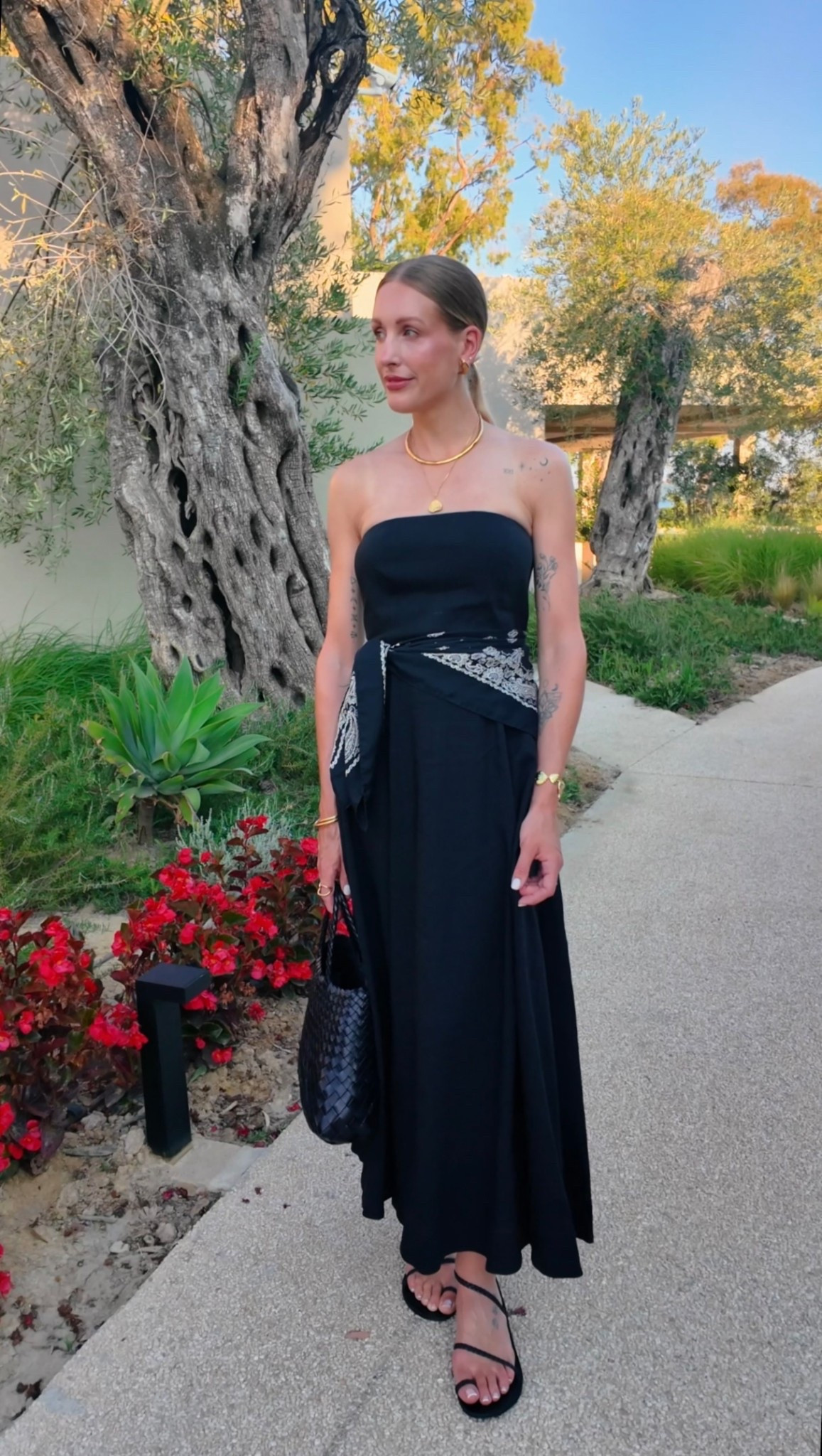 Holiday outfit - black summer dress - Sezane maxi dress - silk scarf - simple outfit - Greece holiday outfit 

#LTKsummer #LTKuk #LTKdresses