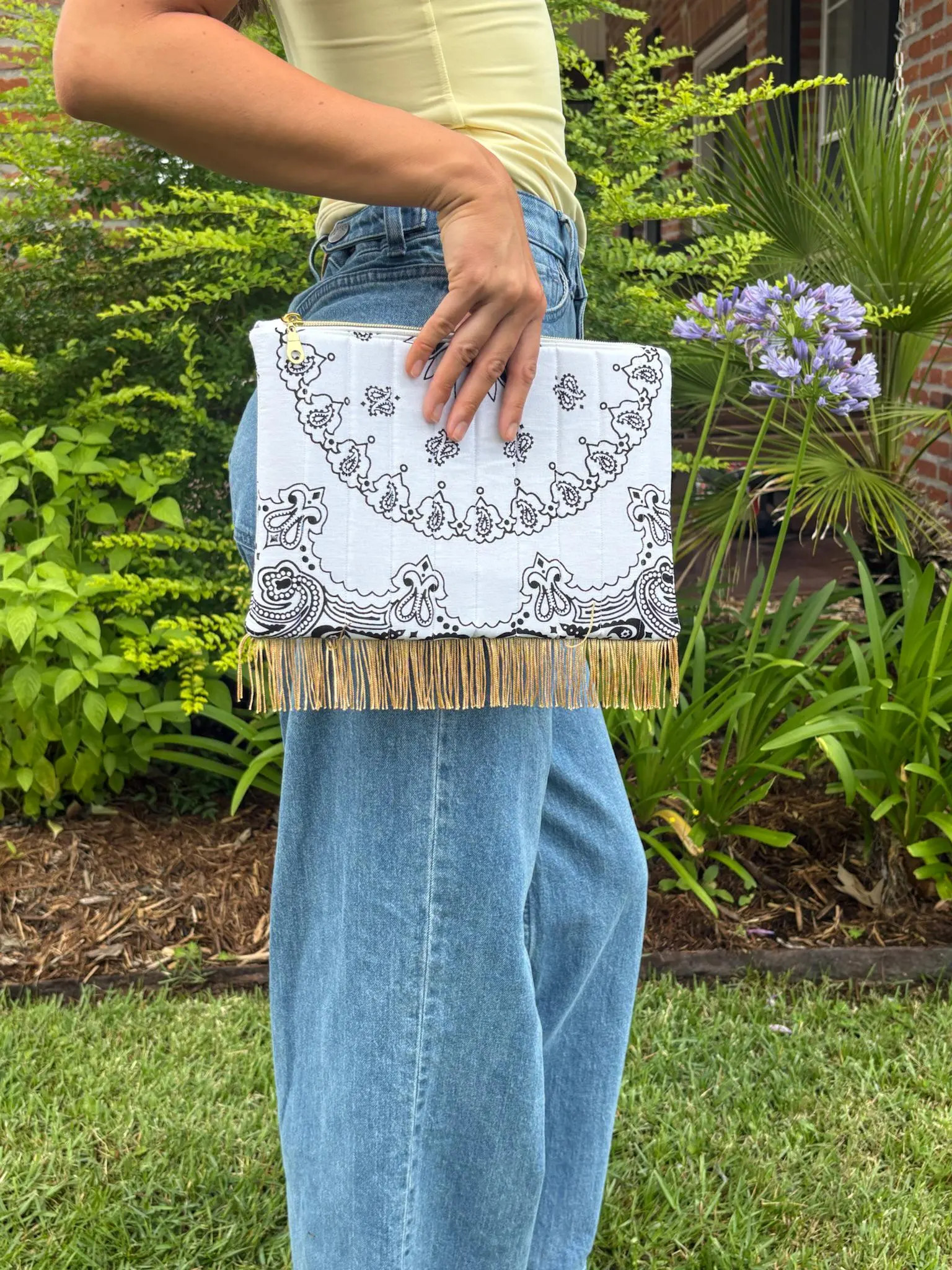 Quilted Bandana Fringe Clutch: Handmade Cotton Bag with Optional Strap | Etsy (Global)