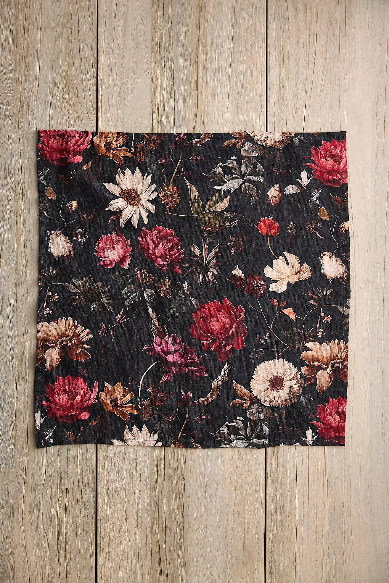 Moody Floral Linen Napkins, Set of 2 | Anthropologie (US)