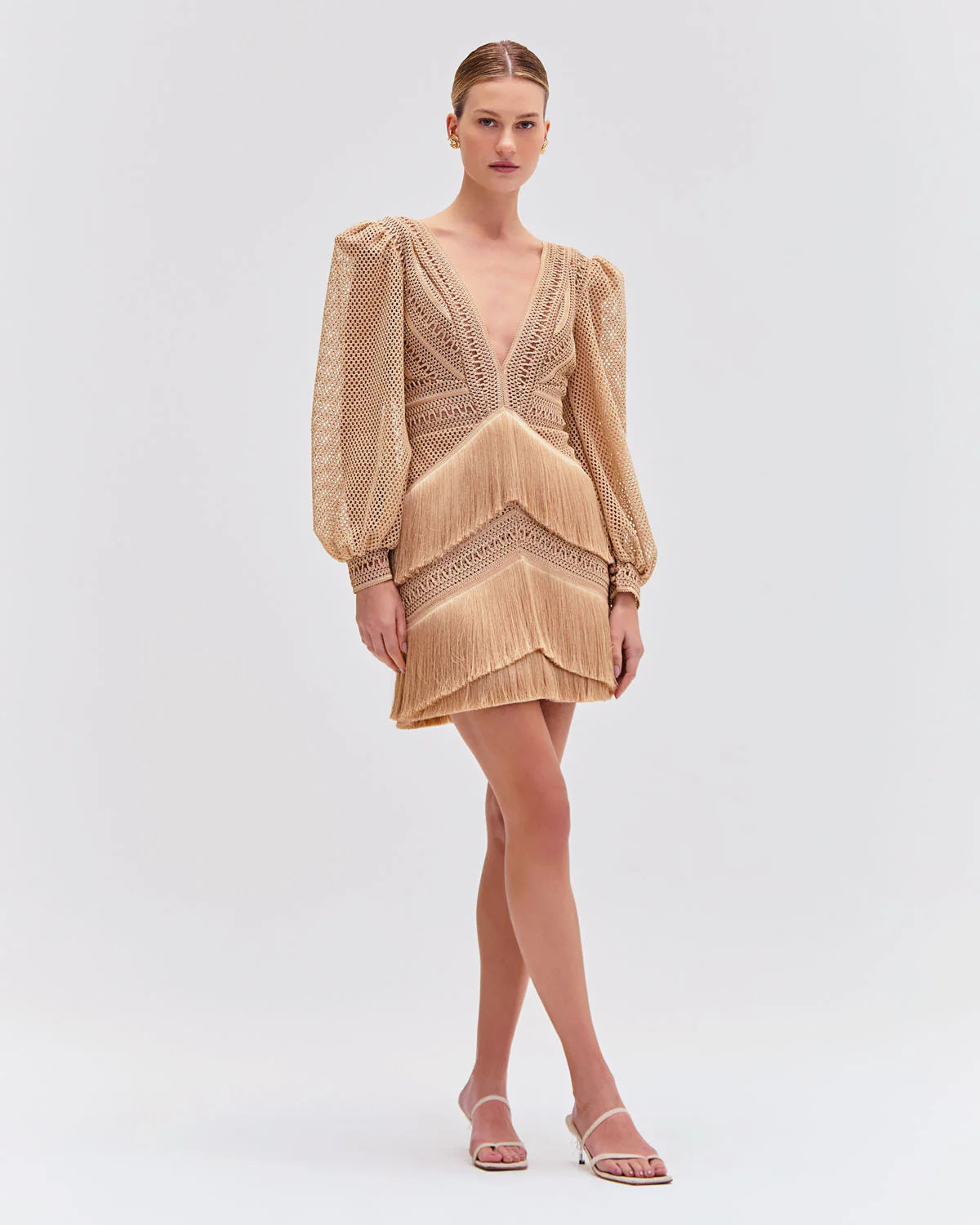 Long Sleeve Fringe Mini Dress | PatBO