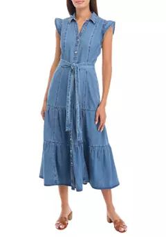 Women's Sleeveless Tiered Button Up Midi Dress | Belk