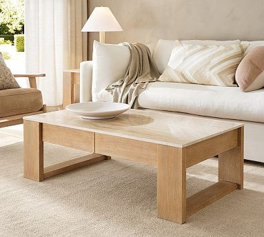 Travertine Rectangular Coffee Table (48") | Pottery Barn (US)