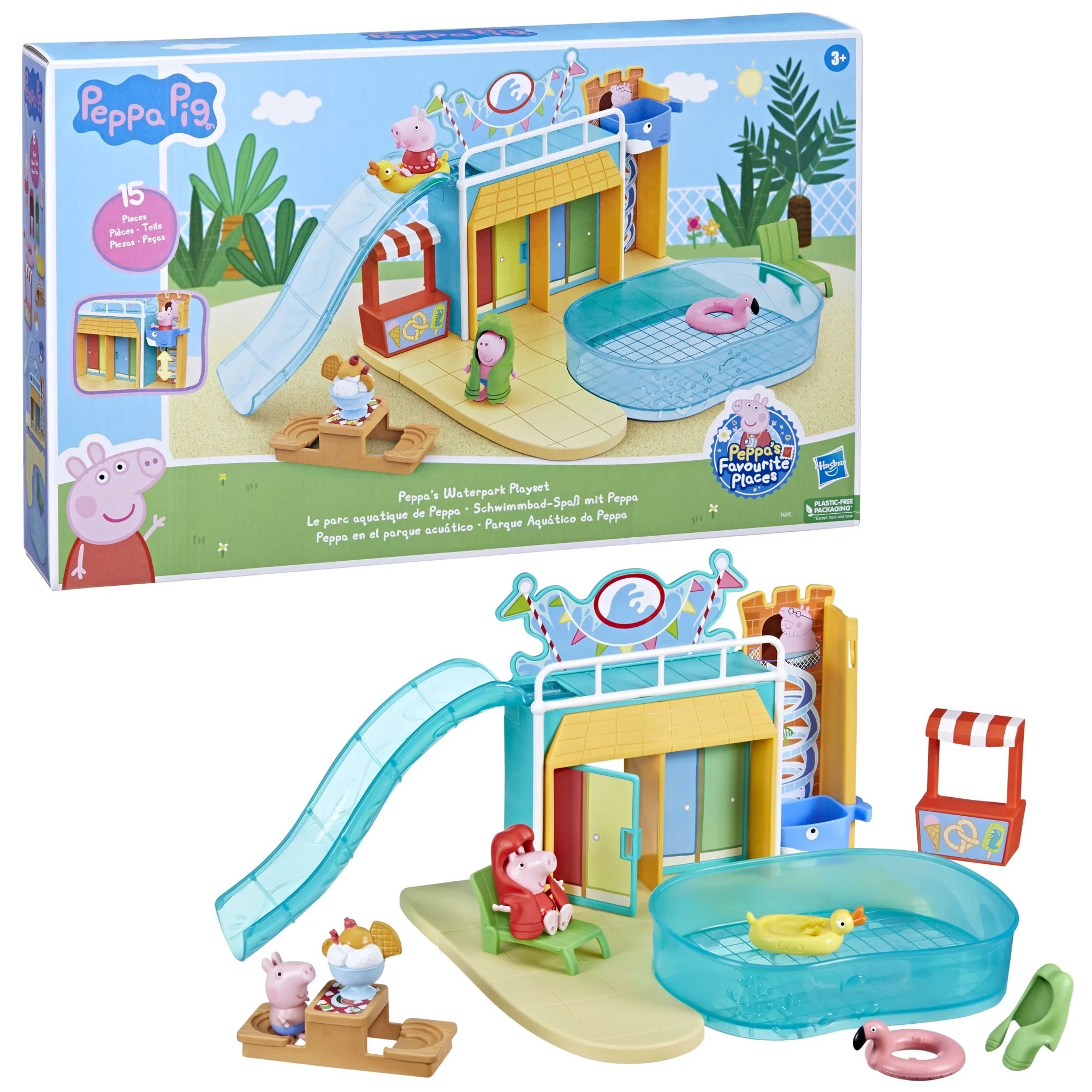 Peppa Pig: Peppa’s Favorite Places Peppa's Water Park Doll Playset, 15 Pieces | Walmart (US)