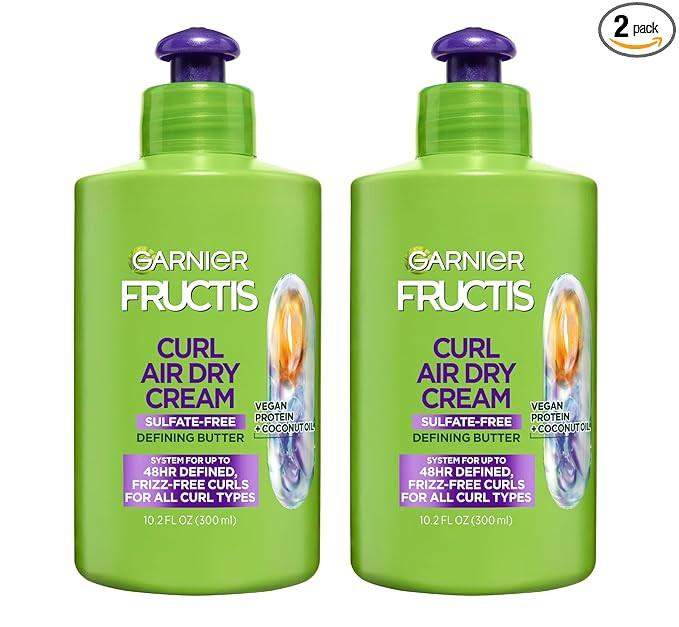 Garnier Fructis Curl Nourish Air Dry Cream Leave In Conditioner, Sulfate-Free Curl Defining Cream... | Amazon (US)