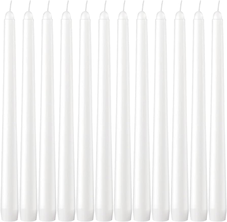 12 Pack White Taper Candles - 10 Inch White Dripless, Unscented Dinner Candle - Paraffin Wax with... | Amazon (CA)