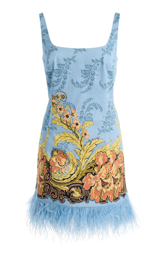 Carlie Feather-Trimmed Cotton-Sateen Mini Dress | Moda Operandi (Global)