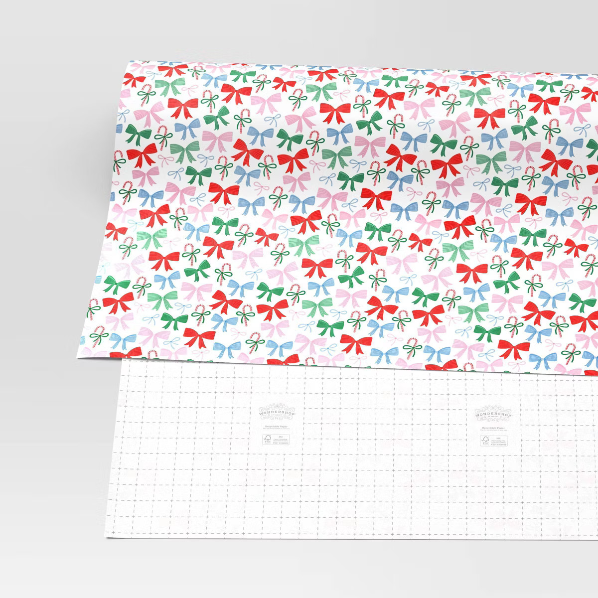 40" 125 sq ft Christmas Roll Wrap Multi Bows on White - Wondershop™ | Target