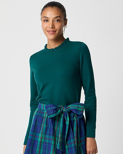Cotton ruffleneck sweater | J.Crew Factory