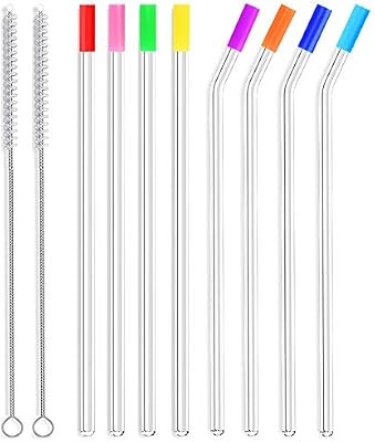 ALINK Skinny Clear Glass Straws, 10.5" x 7 mm Long Reusable Drinking Straws for 30 oz RTIC/YETI T... | Amazon (US)