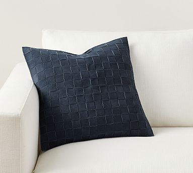 Basketweave Suede Pillow | Pottery Barn (US)