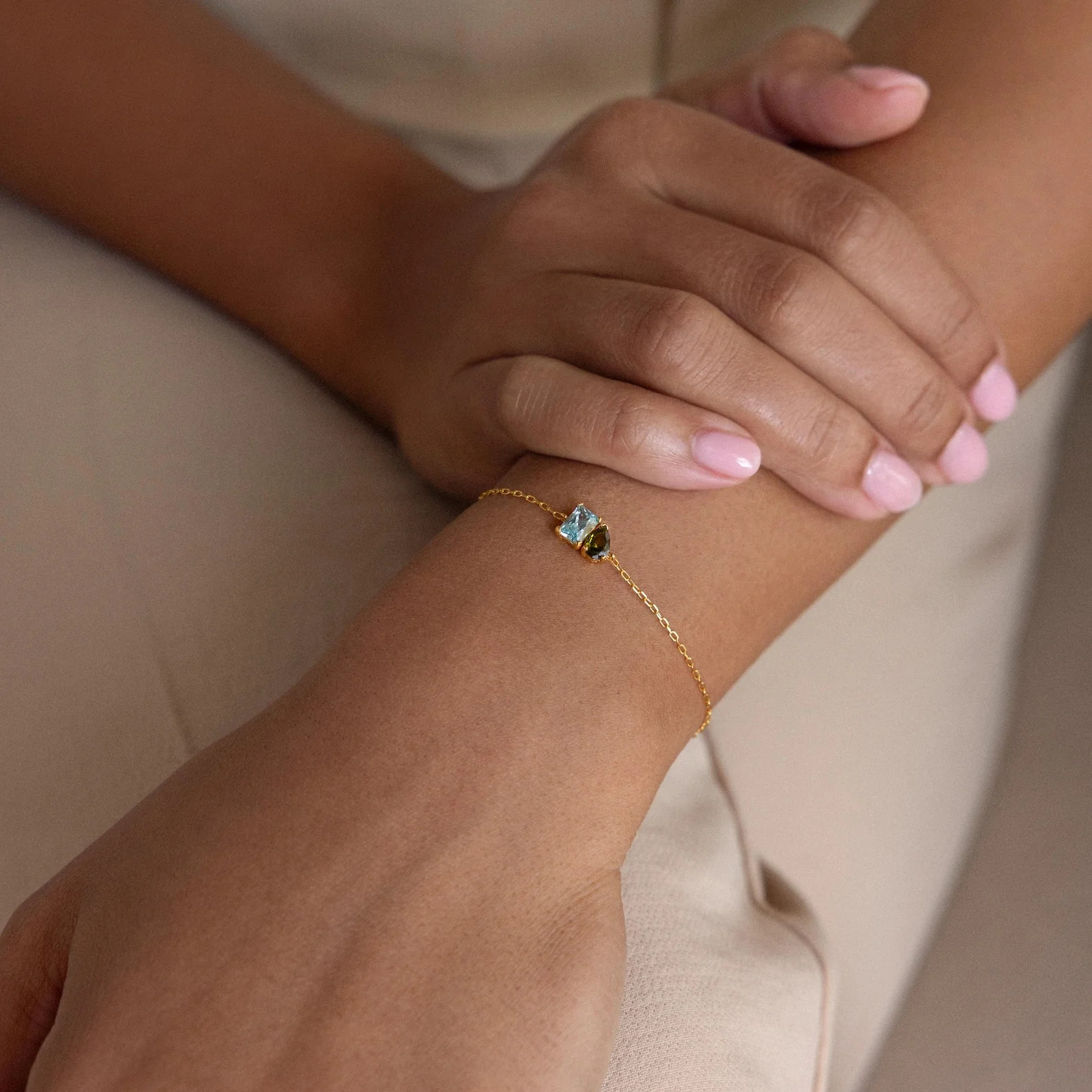 Toi et Moi Birthstone Bracelet | Caitlyn Minimalist