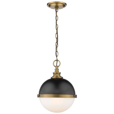 Z-Lite 2 Light Mini Pendant in Matte Black + Factory Bronze Finish | Lamps Plus