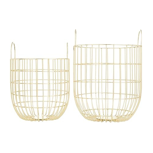 Deco 79 Metal Decorative and Functional Storage Basket Basket Organizer with Handles, Set of 2 Ba... | Amazon (US)