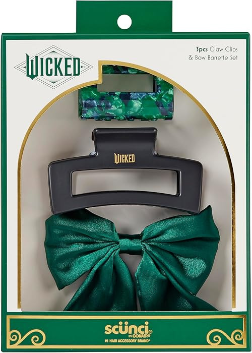 Wicked 3PK Claw Clip & Bow Barrette set - hair clips - gift box - hair clips for women - gifts fo... | Amazon (US)