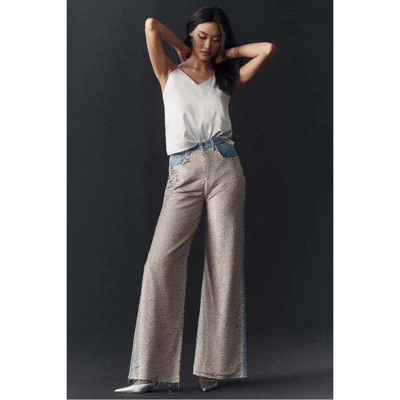 Pilcro Size 26 Sequin High-Rise Wide-Leg Skater Jeans Anthropologie | Poshmark