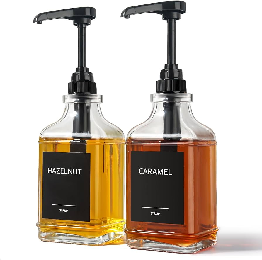 GMISUN Coffee Syrup Dispenser, 16.9 fl oz Syrup Pump Dispenser for Coffee Bar Accessories, Square... | Amazon (US)