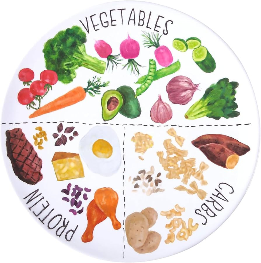 9" Portion Control Plate - Healthy Nutrition Plate for Adults and Teens, Melamine, Ideal for Weig... | Amazon (US)