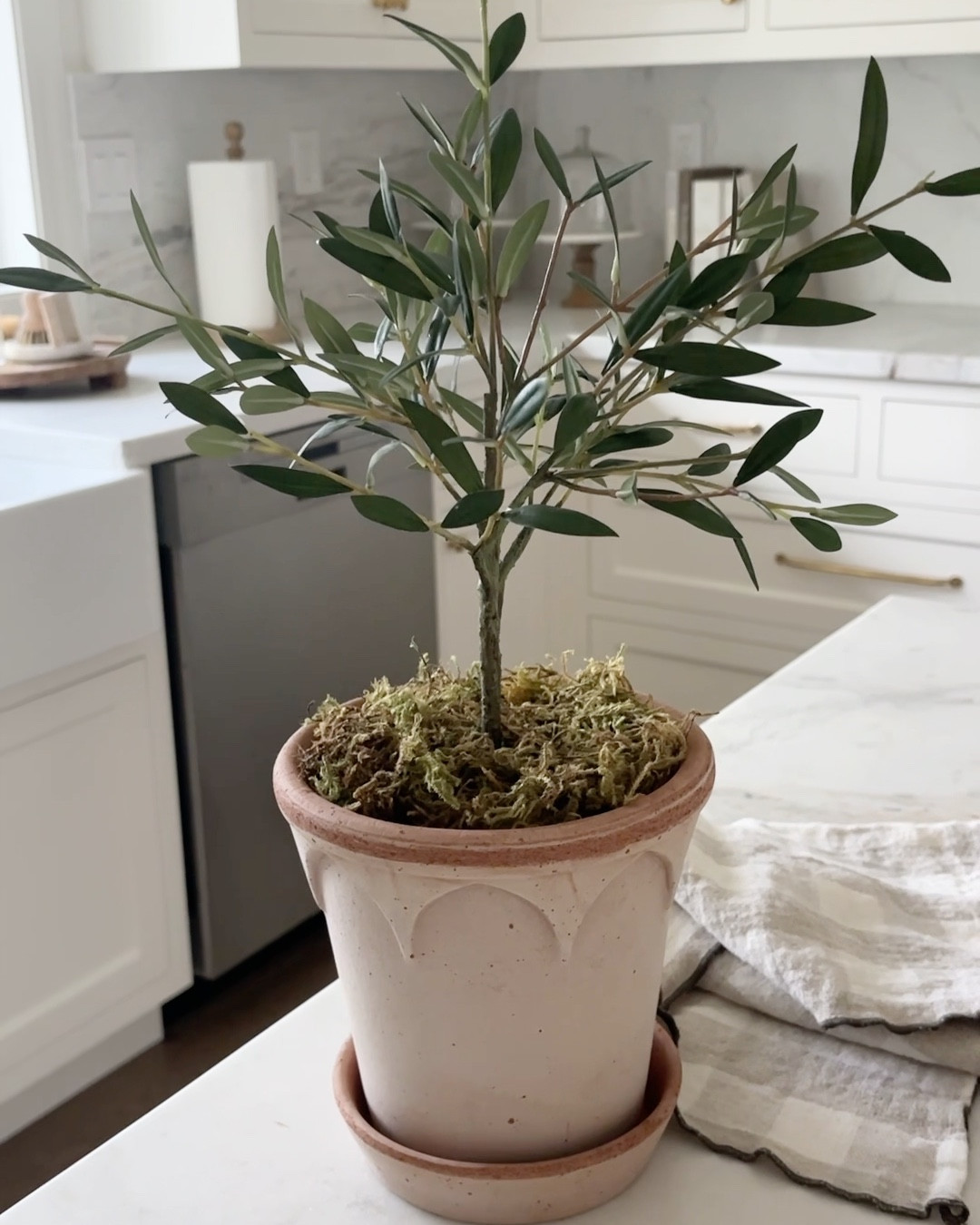 These are the absolute BEST faux olive topiaries ever!!! Look sooo real! This is the small, comes bigger, too.

Home decor, kitchen decor, console table decor, mantel decor, faux plants 



#LTKHome