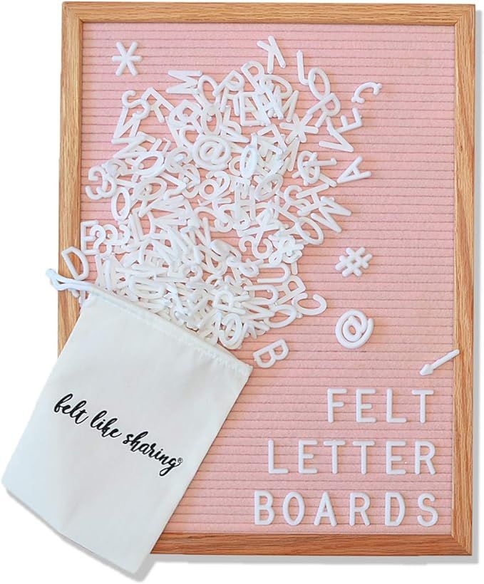 Light Pink Felt Letter Board 12x16 Inches, Changeable Letter Board Plus 348 White Plastic Letters... | Amazon (US)