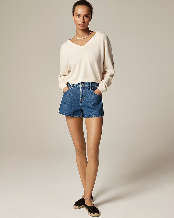 Cashmere relaxed cropped V-neck sweater | J. Crew US