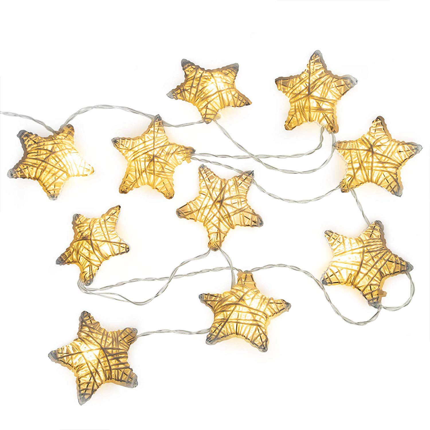 West Ivory 6 feet 10 LED String Fairy Light w/Metal Covered Stars Battery Powered Decorative Indo... | Walmart (US)