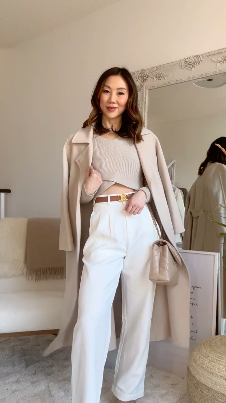 GRWM for work 👩🏻‍💻 In these white pants again because they make all my outfits look more chic! Can you believe they were under $50? 