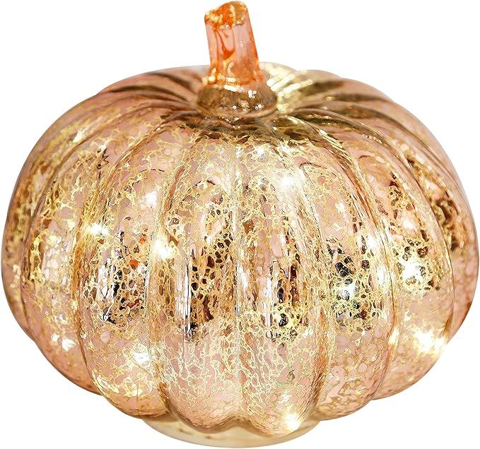 Romingo Mercury Glass Pumpkin Light with Timer for Halloween Pumpkin Decorations Fall and Thanksg... | Amazon (US)