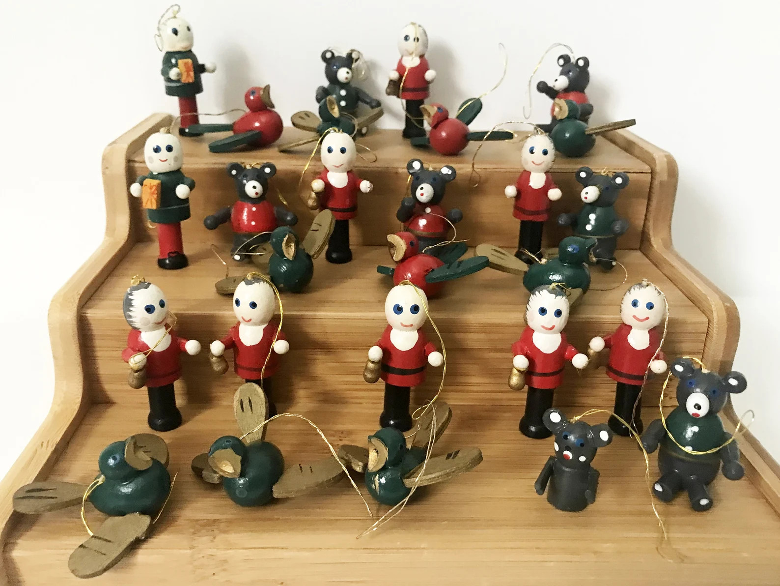 Miniature Wooden Christmas Ornaments, LARGE 27 Vintage Lot Assortment Set Wooden Hand Painted Min... | Etsy (US)