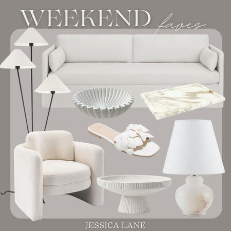 Weekend Favorite Finds.Home decor, home furnishings, Amazon home, accent chair, slipcover sofa, Walmart home, table lamp, decorative bowl, floor lamp, marble tray, ruffle bowl, women's sandals

#LTKhome #LTKstyletip #LTKSeasonal