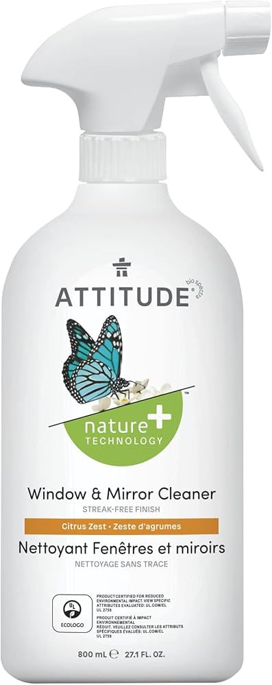 ATTITUDE Hypoallergenic Window & Mirror Cleaner, Citrus Zest, 27.1 Fluid Ounce | Amazon (US)