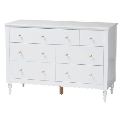 Baxton Studio Roni Modern White Wood 7-Drawer Dresser With Scalloped Edges | Wayfair North America