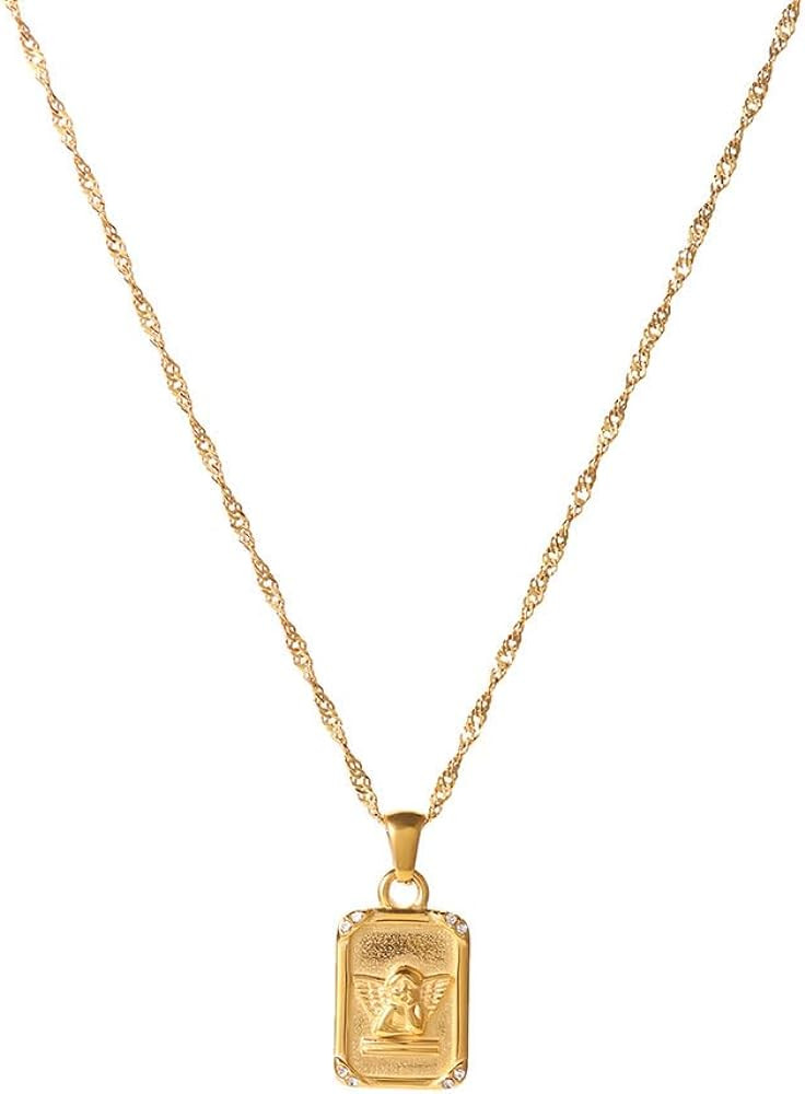 IBARA Women Gold Dianty Necklace Sun Crescent Moon Star Evil Eye Lock Lovely Heart Flower Butterf... | Amazon (US)