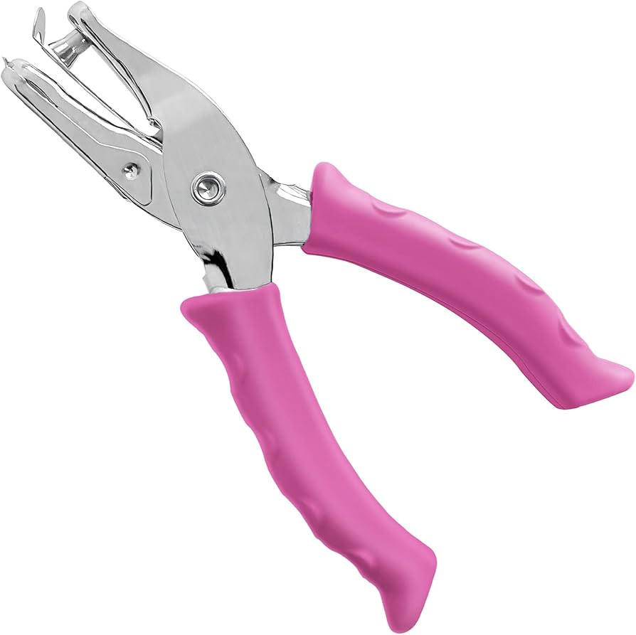 Single Hole Punch 1/4” Paper Hole Puncher for Crafts, One Hole Punch with Pink Soft Grip Handle... | Amazon (US)