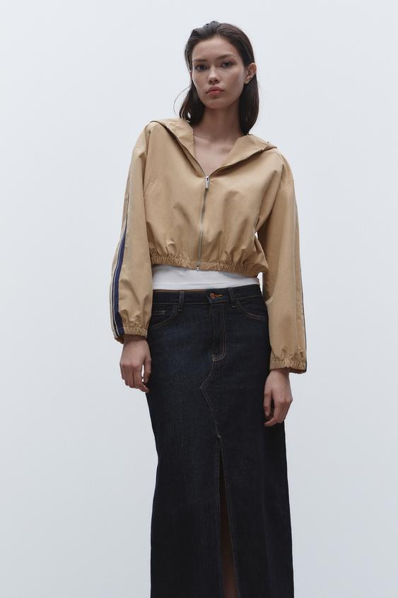 HOODED JACKET WITH SIDE STRIPES | Zara UK