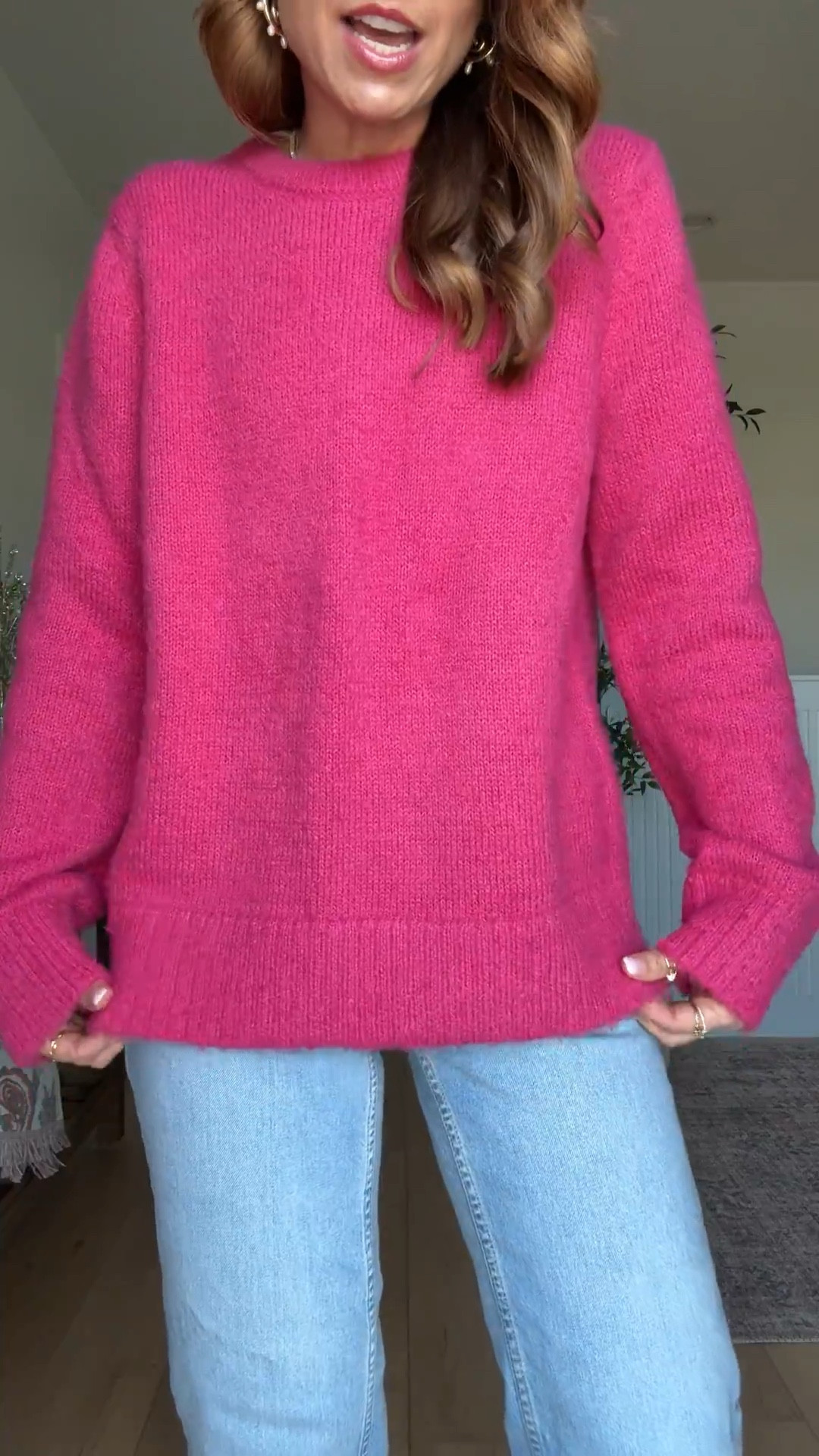 The prettiest pink sweater for Valentine’s Day in XS. New Target arrivals for spring. Target straight leg jeans in 00 short. Sparkly ballet flats are TTS. Spring outfit. Winter outfit. 

#LTKgrwm #LTKootd #LTKmomlife