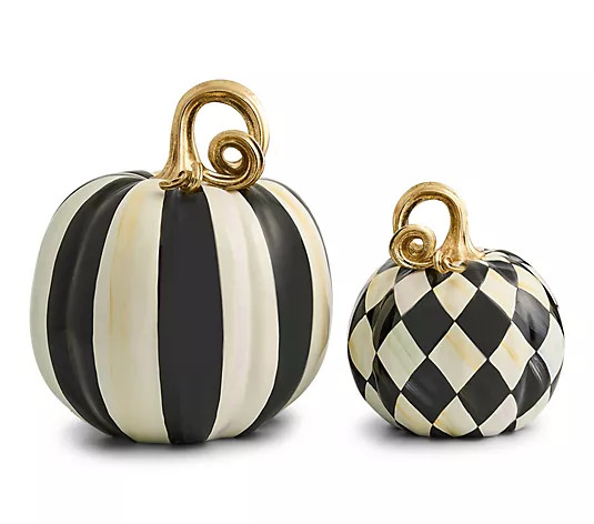 MacKenzie- Childs S/2 Small Harlequin Pumpkins | QVC
