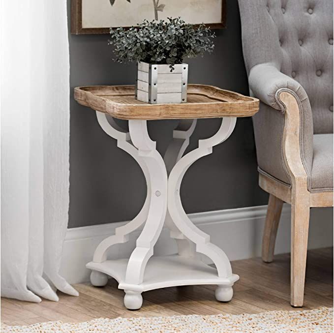 Amazon.com: COZAYH Rustic Farmhouse Cottagecore Accent End Table, Natural Tray Top Side Table Nig... | Amazon (US)
