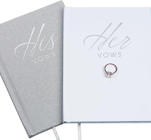 FLUYTCO Wedding Vow Book Keepsakes (2 Book Set, His & Hers) Linen Hardcover - Bonus Wedding Day C... | Amazon (US)