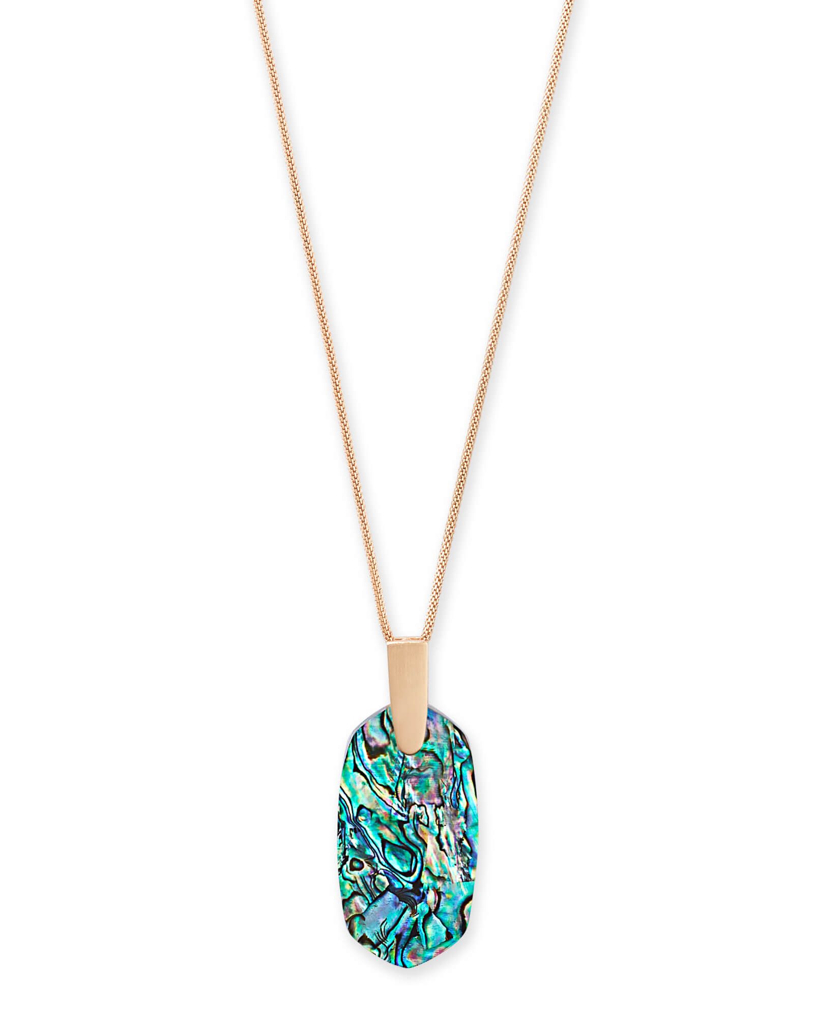 Inez Rose Gold Long Pendant Necklace in Abalone Shell | Kendra Scott | Kendra Scott